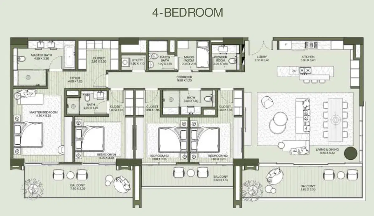 4 Bedroom Apartments