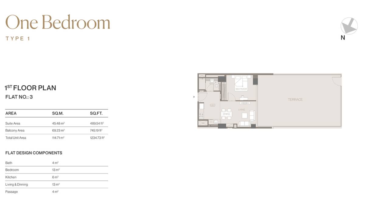Binghatti Trillionaire Residences 1 Bedroom Apartments Floor Plan