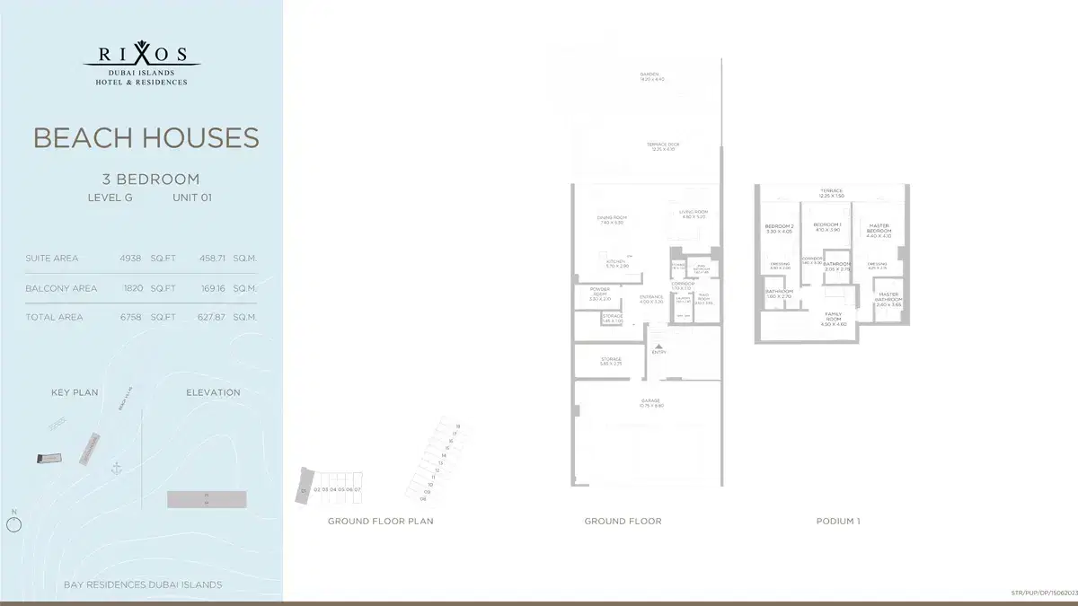 Nakheel Rixos Dubai 3 BR Floor Plan 6,758 Sq. Ft.
