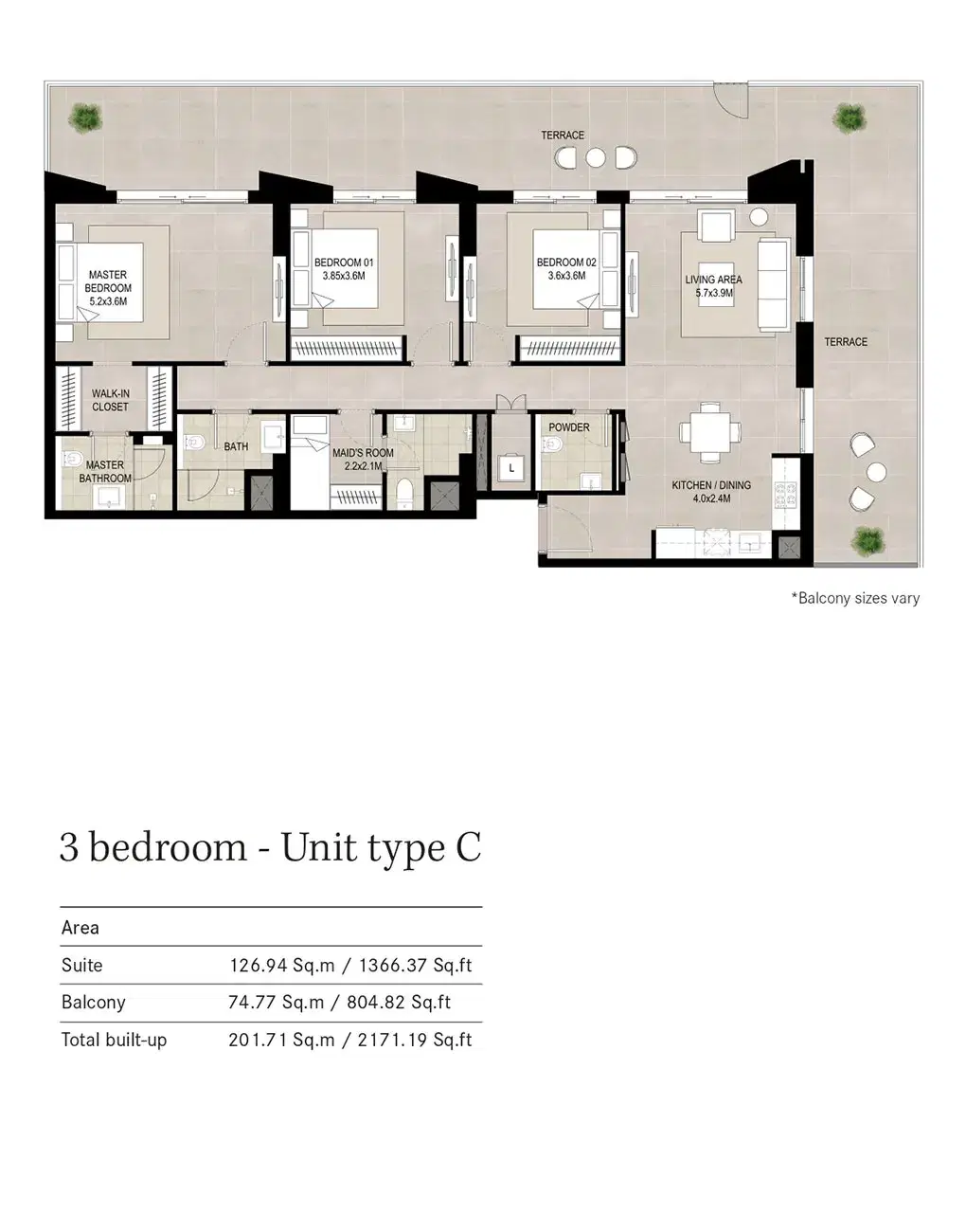3 BR Floor Plan 2,171 Sq. Ft.
