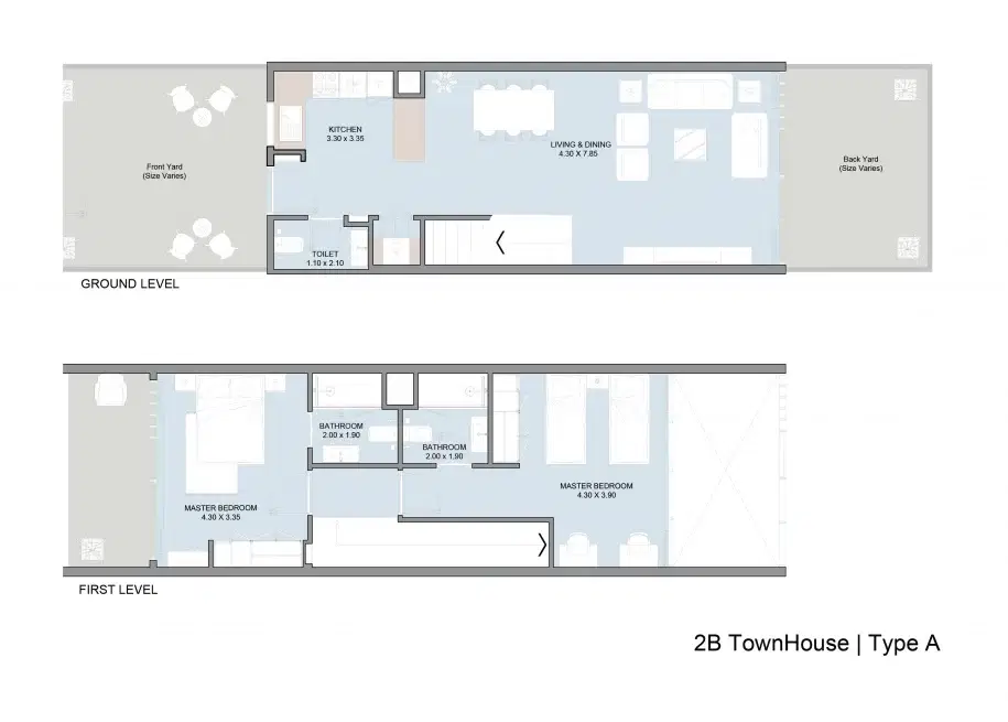 Rukan Lofts Phase 3 Dubailand 2 BR Townhouses Floor Plan