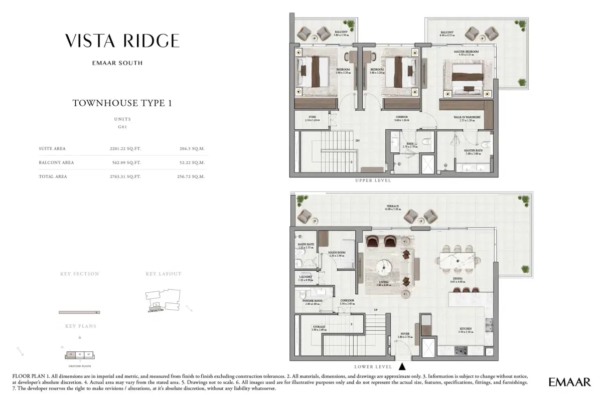 Emaar Vista Ridge at Emaar South 3 BR Floor Plan 2,763 Sq. Ft.