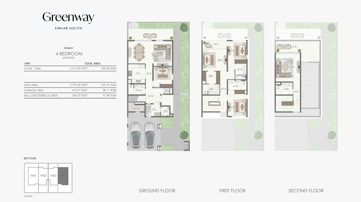 Greenway Emaar South Dubai 4 Bedroom Townhouses Floor Plan