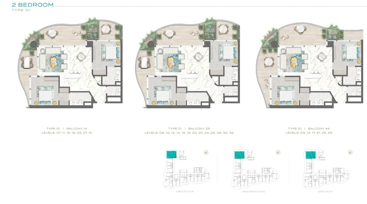 Damac Chic Tower 2 Bedroom Apartments Floor Plan