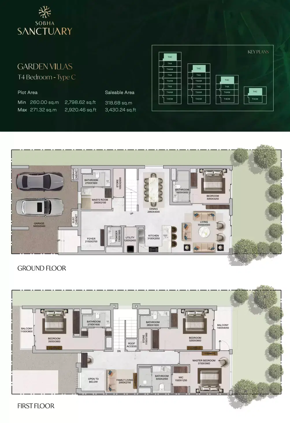 The Greens At Sobha Sanctuary 4 Bedroom Villas Floor Plan