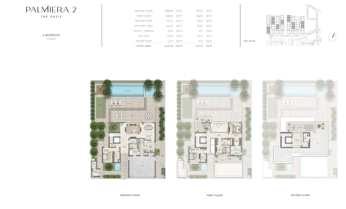 Emaar Palmiera Phase 2 Dubai 4 BR Floor Plan 5,627 Sq. Ft.