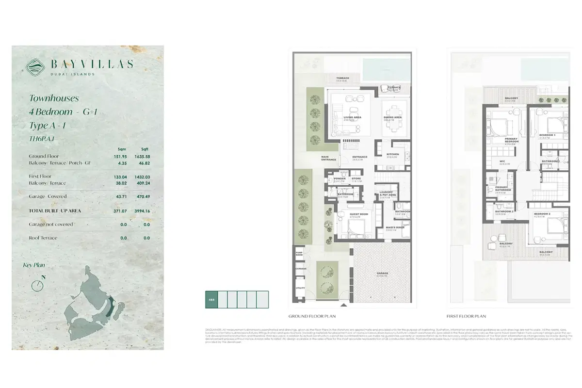 Nakheel Bay Villas Dubai Islands 4 Bedroom Townhouses Floor Plan