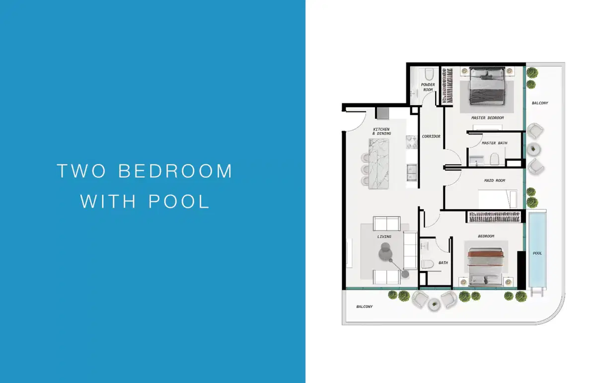 Samana Ocean Pearl 2 Dubai Island 2 Bedroom Apartments Floor Plan