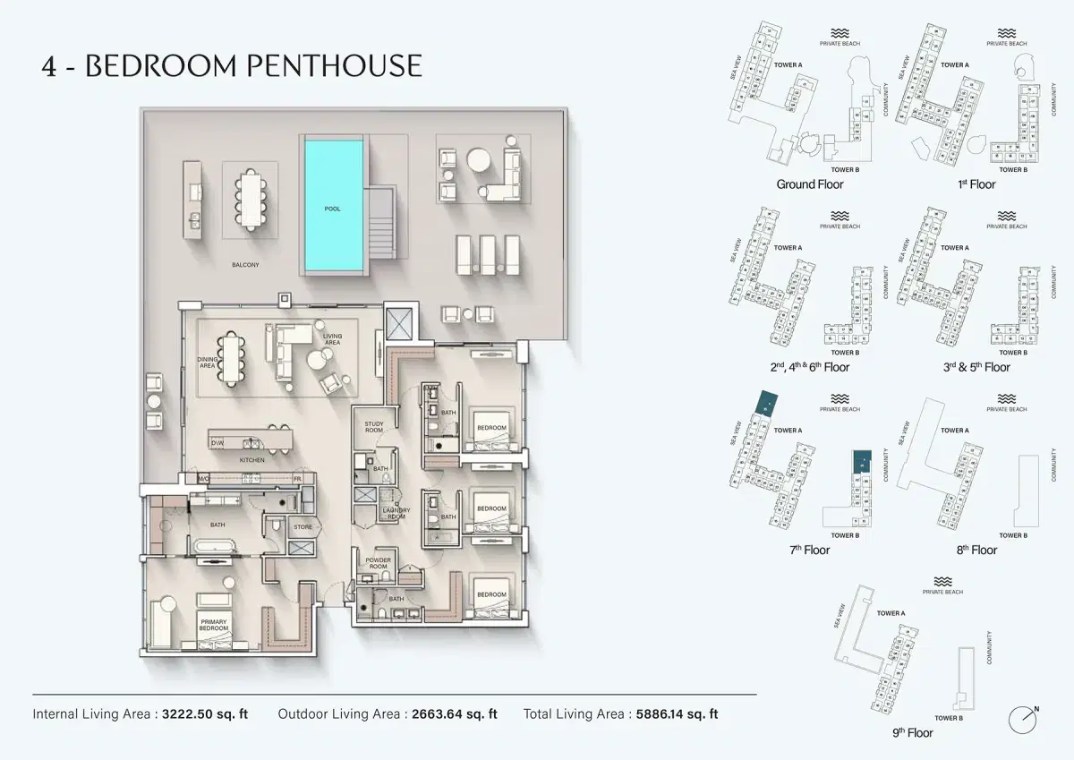 4 BR Floor Plan 5,886 Sq. Ft.