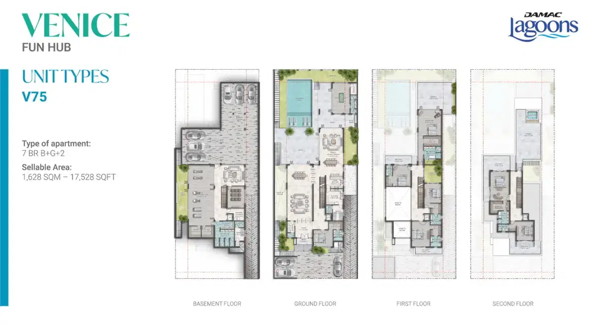 DAMAC Lagoons Venice Dubai 7 BR Floor Plan 17,528 Sq. Ft.