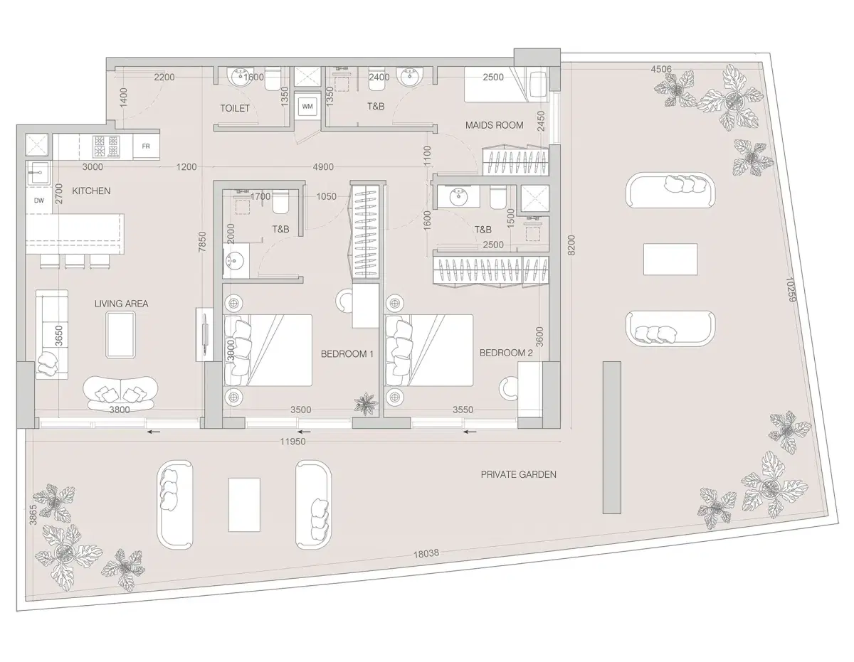 Object 1 W1NNER Apartments at JVT Dubai 2 BR Apartments Floor Plan
