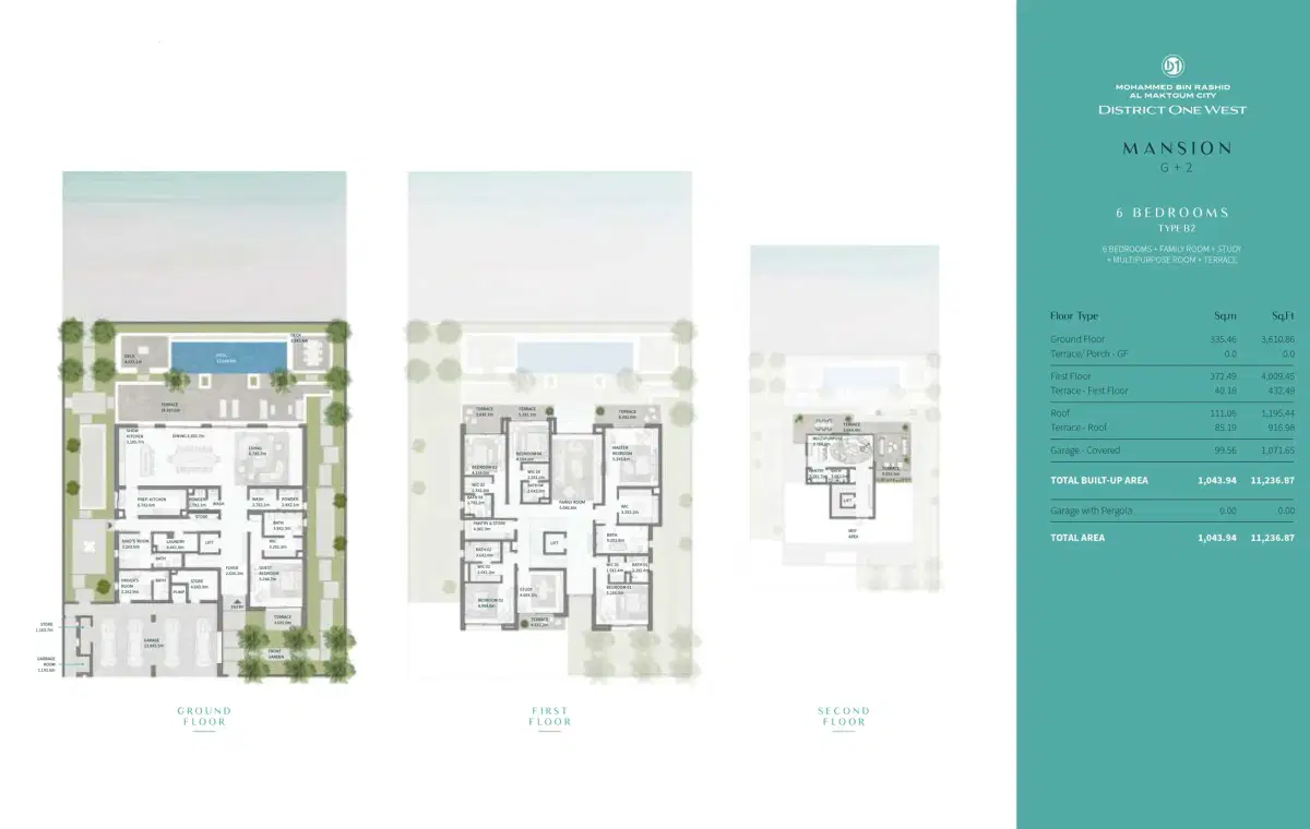 District One West Dubai 6 BR Floor Plan 11,236 Sq. Ft.