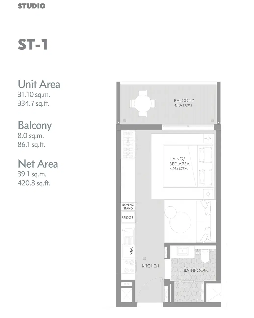 MAG City Meydan Dubai Studios Floor Plan 421 Sq. Ft.