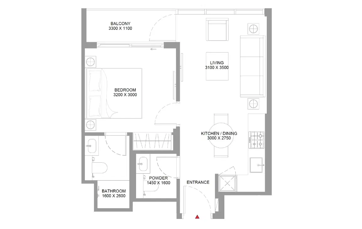 1 Bedroom Apartments Type-1