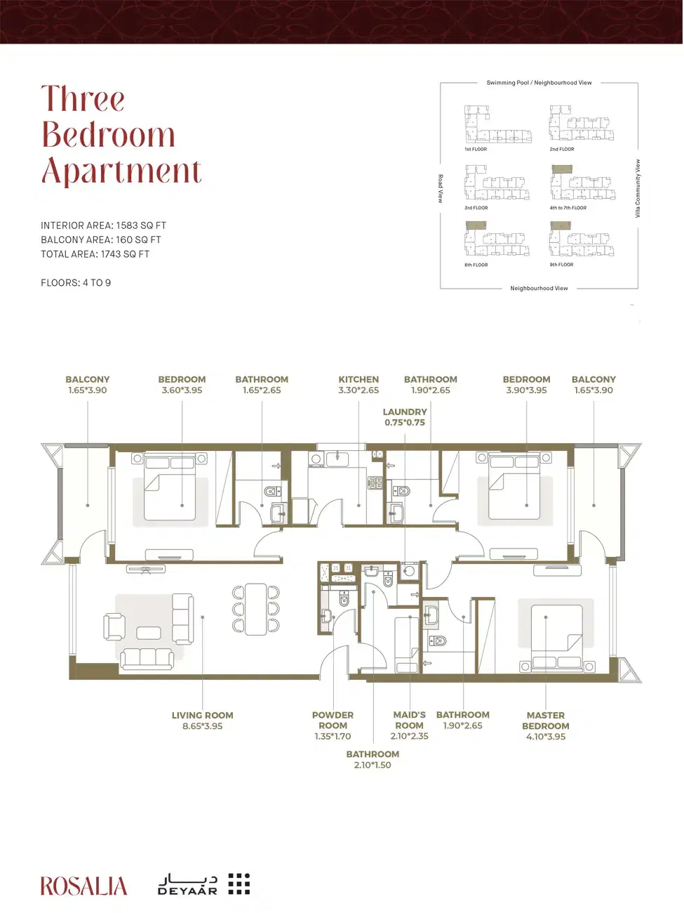3 BR Floor Plan 1,743 Sq. Ft.