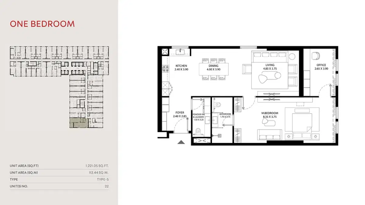 MAG 330 Dubai 1 BR Floor Plan 1,221 Sq. Ft.