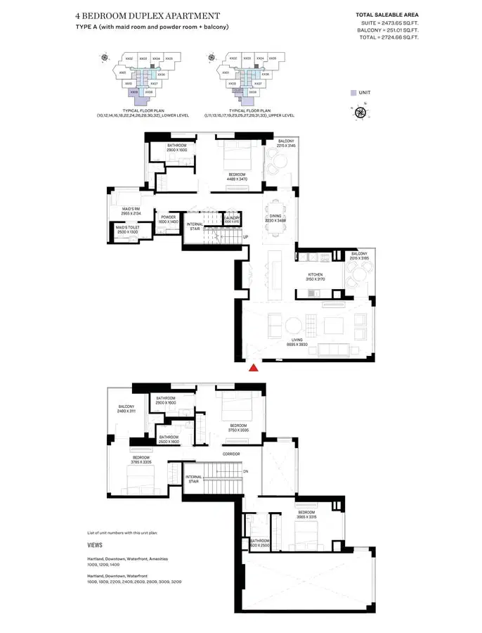 SOBHA Waves Opulence Dubai 4 BR Floor Plan 2,724 Sq. Ft.