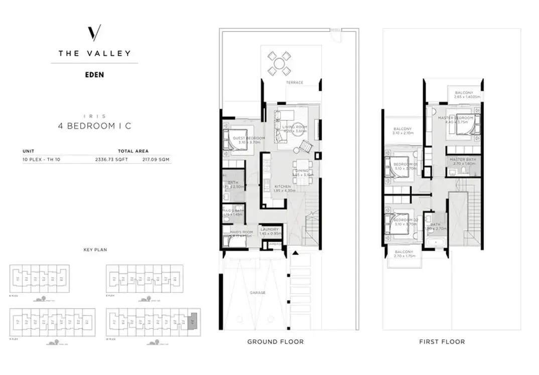 EMAAR The Valley Eden Dubai 4 BR Floor Plan 2,336 Sq. Ft.