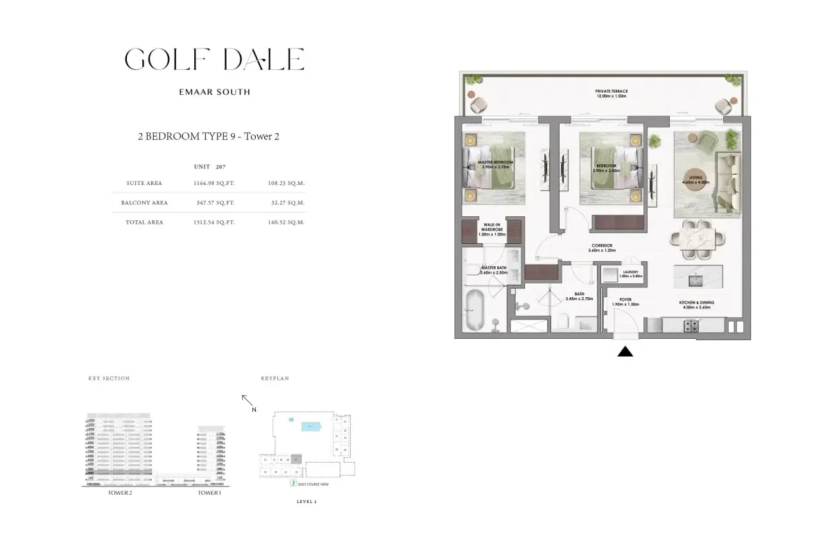 Emaar Golf Dale 2 BR Floor Plan 1,512 Sq. Ft.