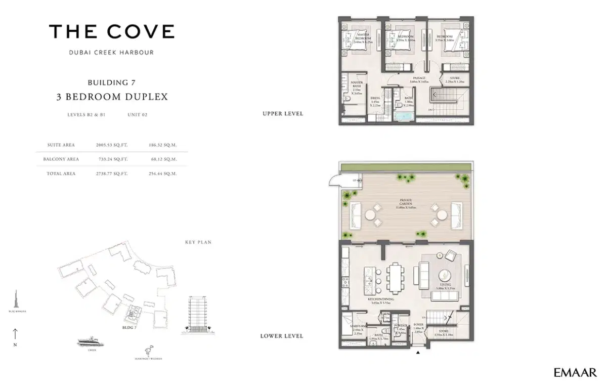 EMAAR The Cove 2 Dubai 3 BR Floor Plan 2,738 Sq. Ft.