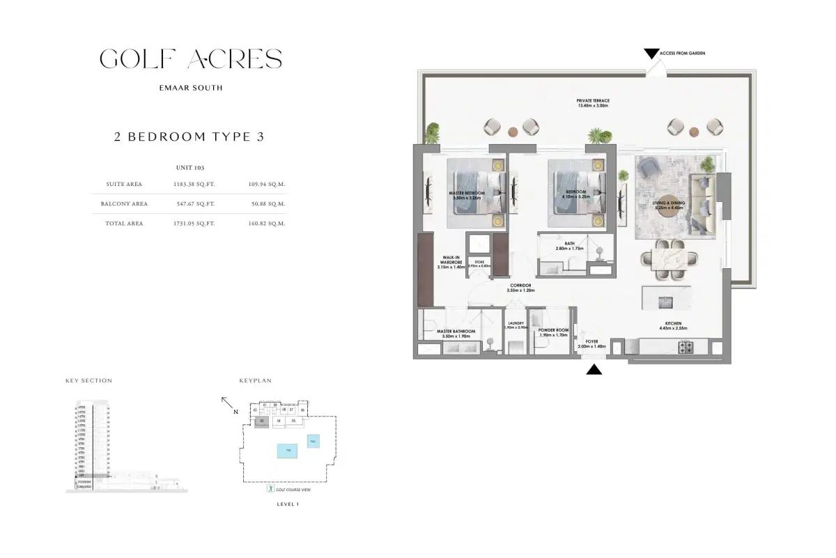 Emaar Golf Acres 2 BR Floor Plan 1,731 sq. Ft.