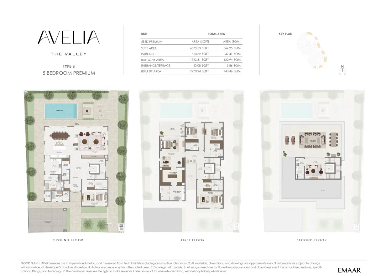 Emaar Avelia 5 BR Floor Plan 7,970 Sq. Ft.