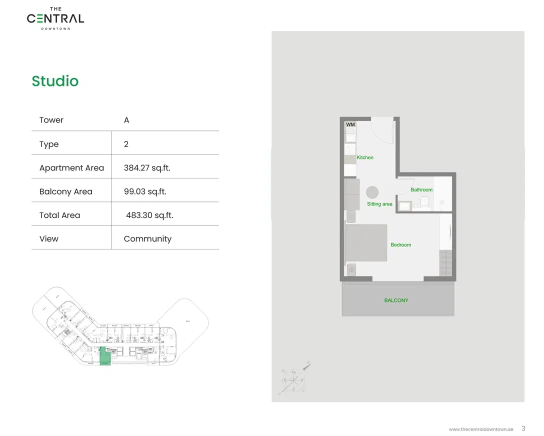 The Central Downtown Arjan Dubai Studios Floor Plan