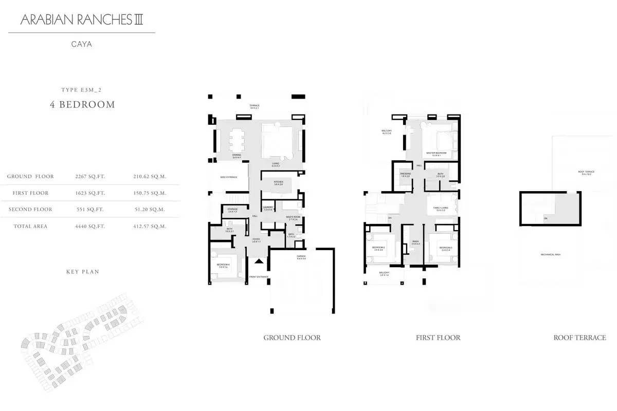 EMAAR Caya Dubai 4 BR Floor Plan 4,440 Sq. Ft.