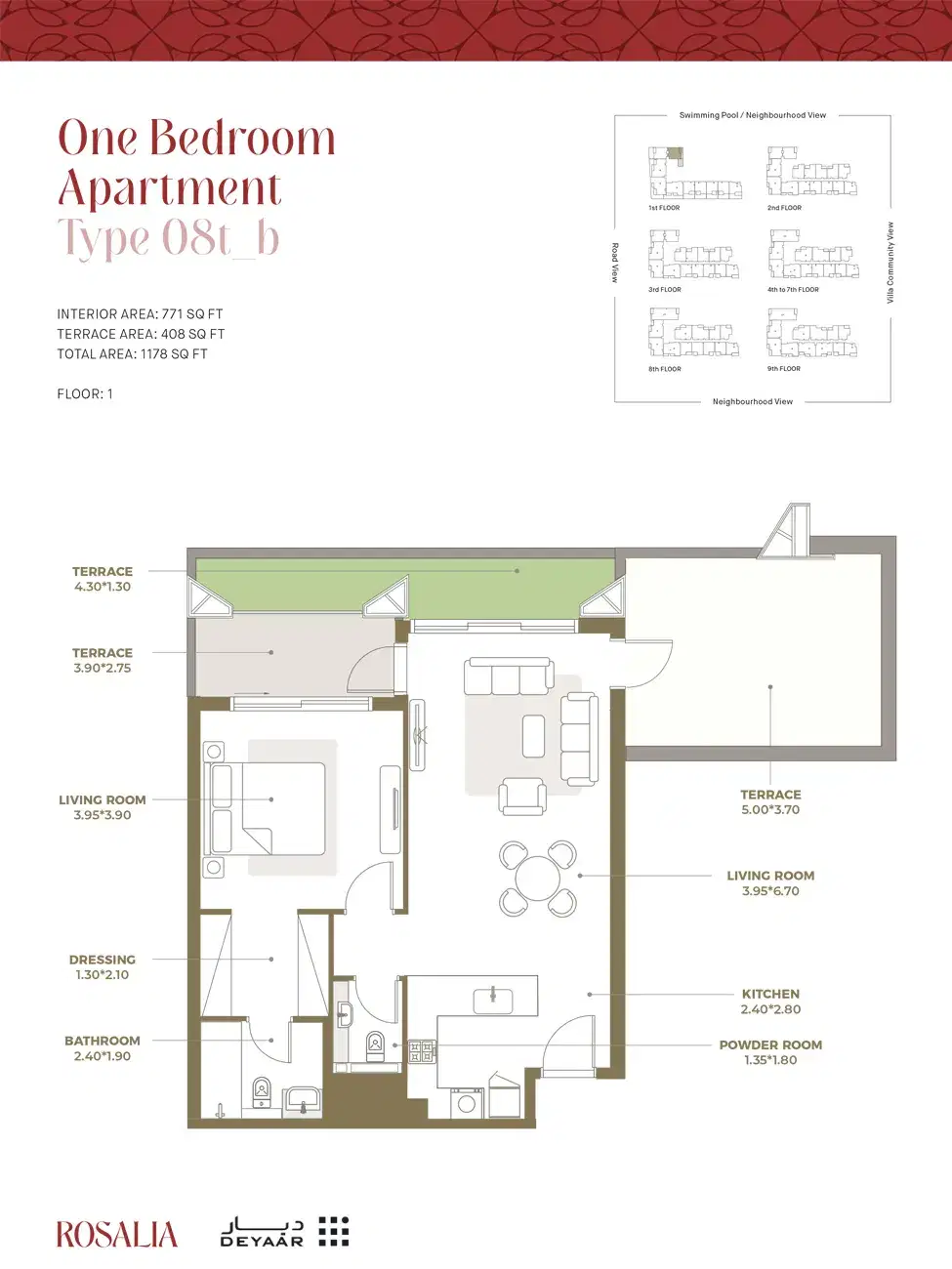 1 BR Floor Plan 1,178 Sq. Ft.