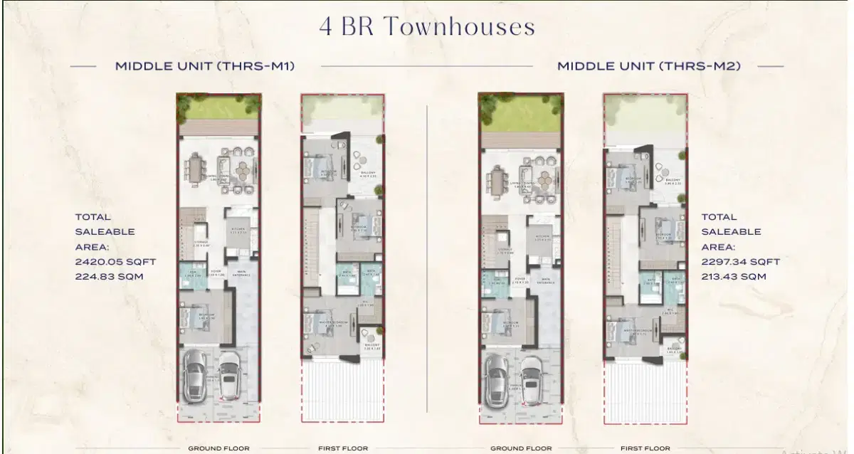 Emaar Act One Act Two 4 BR Townhouse Floor Plan
