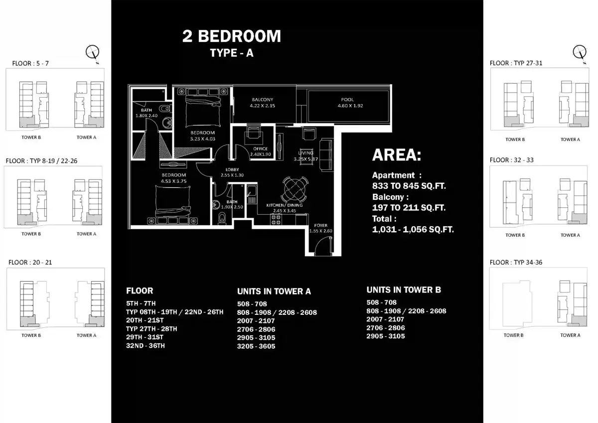 Elitz By Danube 1 Bedroom Apartments Floor Plan