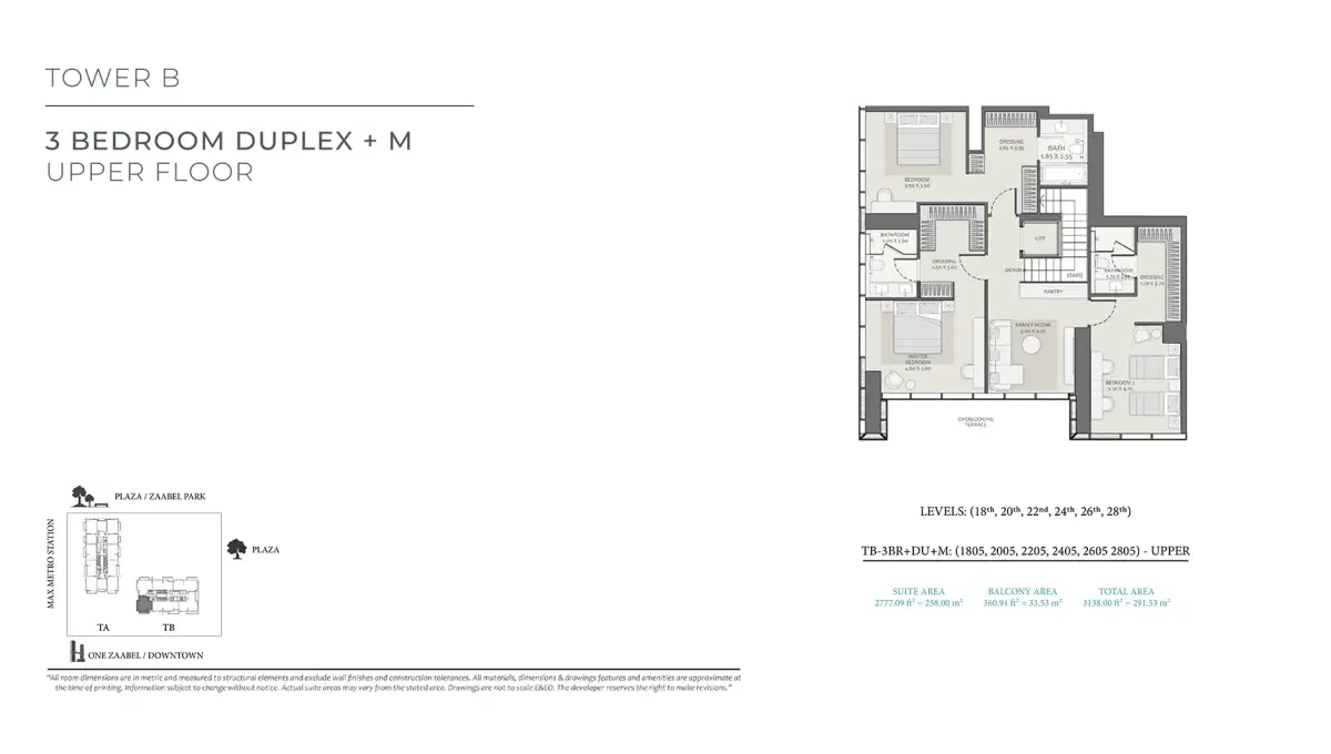 Avenue Park Towers 2 3 BR Floor Plan 3138 Sq. Ft.