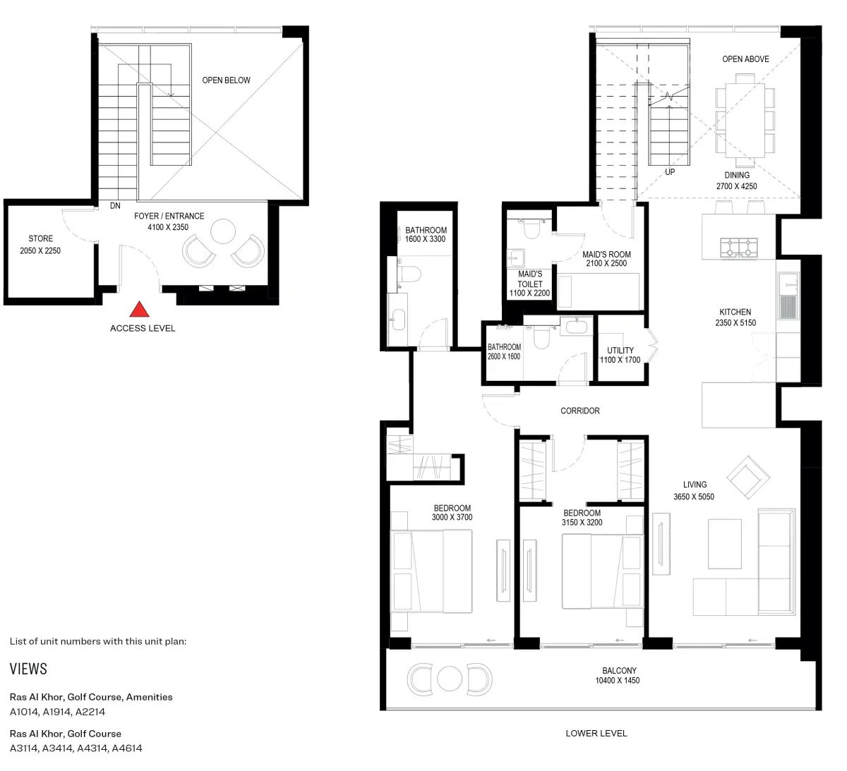 Sobha One 1 Bedroom Apartment & Duplexes Floor Plan