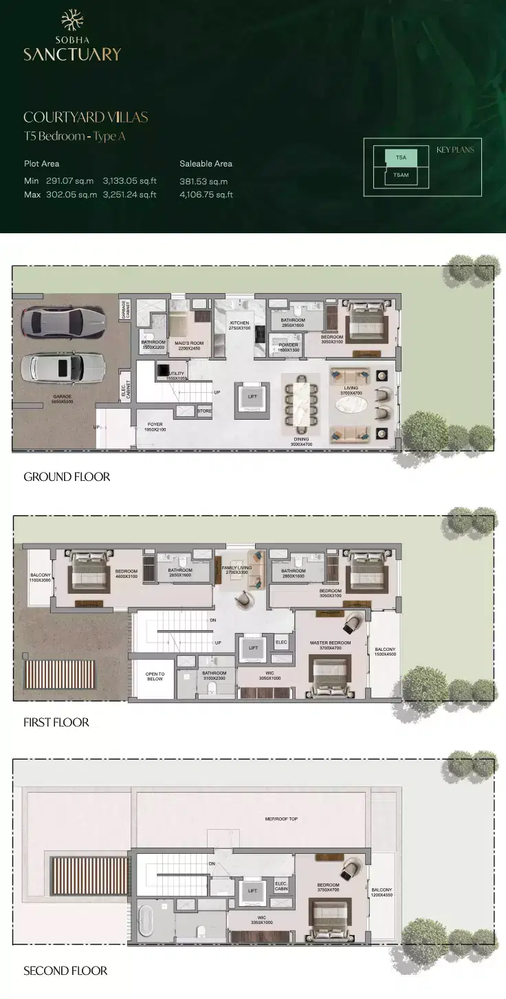 The Greens At Sobha Sanctuary 5 Bedroom Villas Floor Plan