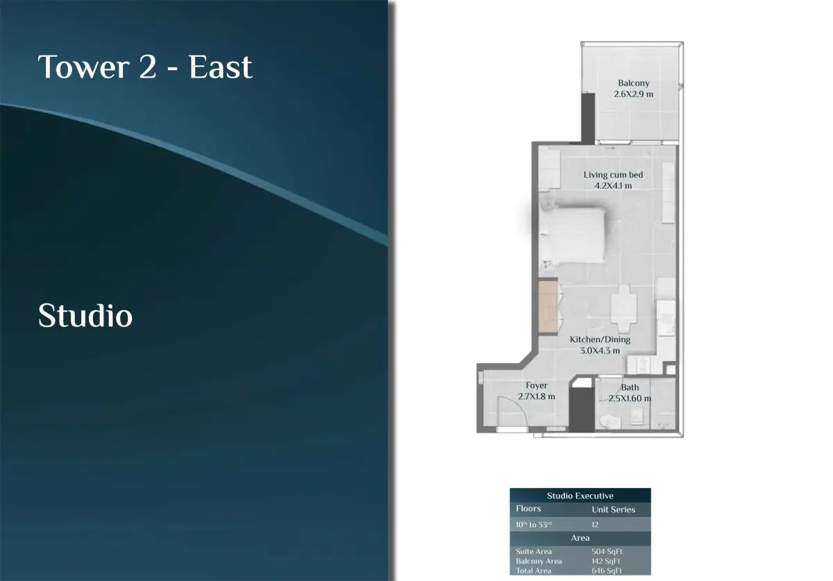 Skyhills Residences Studios Floor Plan 646 Sq. Ft.