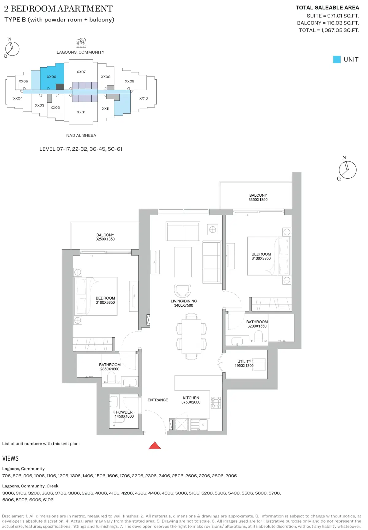 320 Riverside Crescent 2 BR Apartment Floor Plan