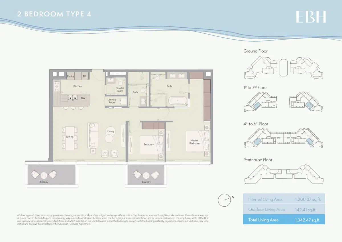 Ellington Beach House 2 BR Apartment Floor Plan
