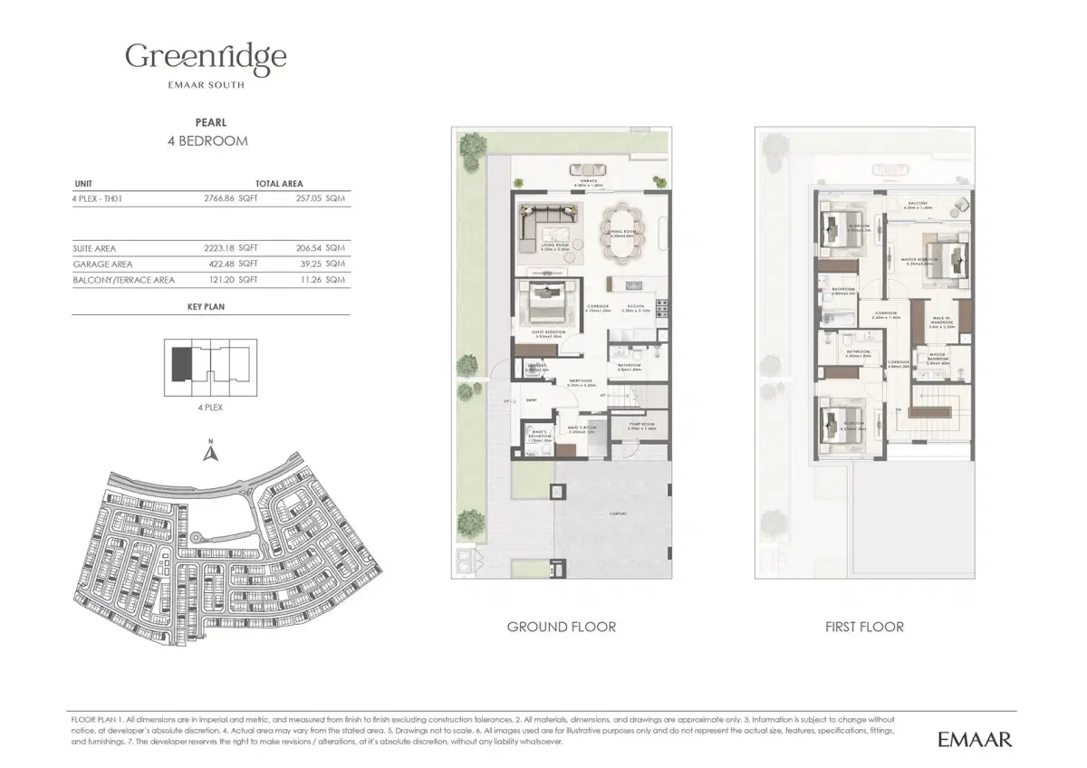 Emaar Greenridge Dubai 4 BR Floor Plan 2,766 Sq. Ft.