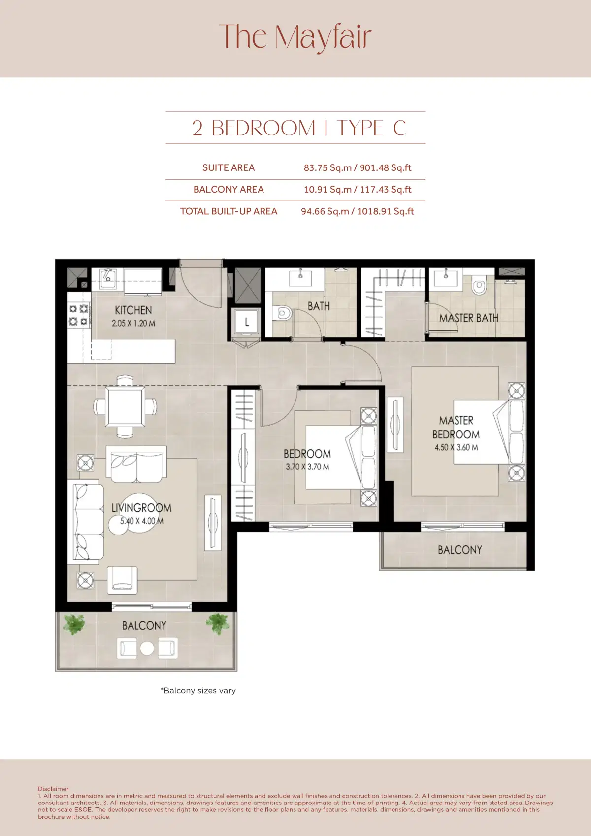 Nshama The Mayfair 2 Bedroom Apartment Floor Plan