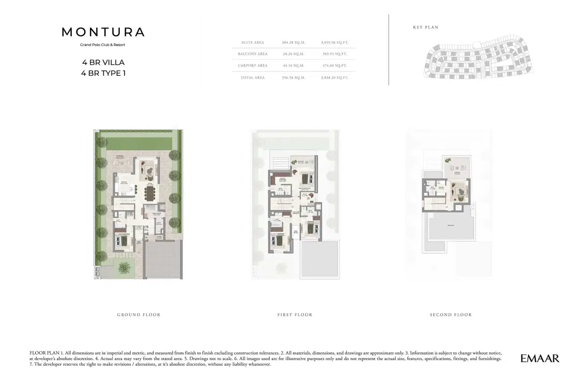 Emaar Montura at Grand Polo Club & Resort 4 Bedroom Villas Floor Plan