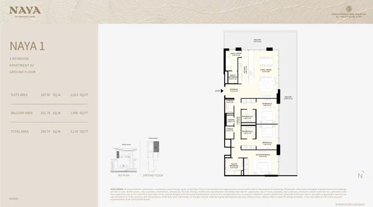 Naya at District One by NAKHEEL 3 BR Floor Plan 3,119 Sq. Ft.