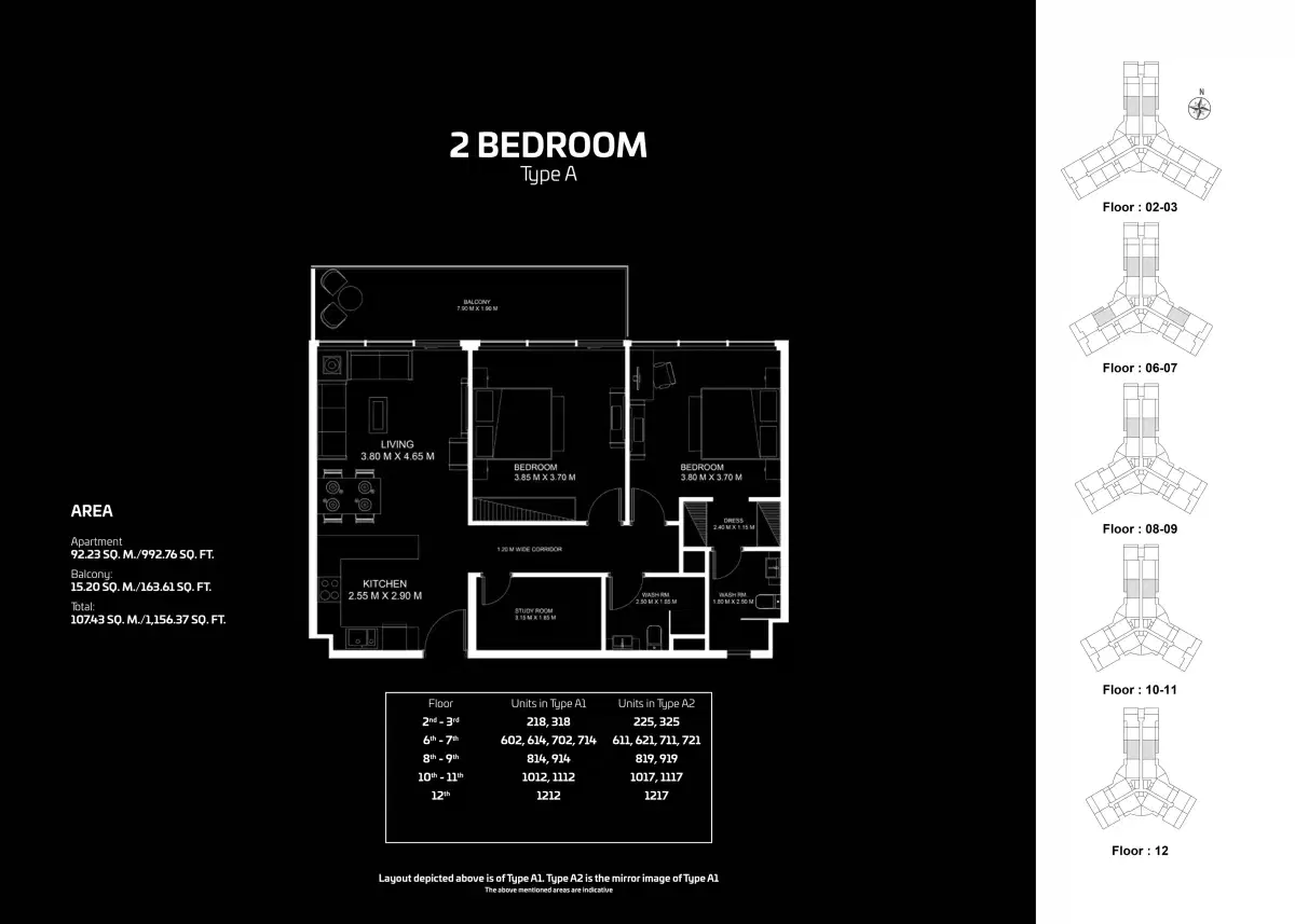 Danube Gemz 2 Bedroom Apartments Floor Plan