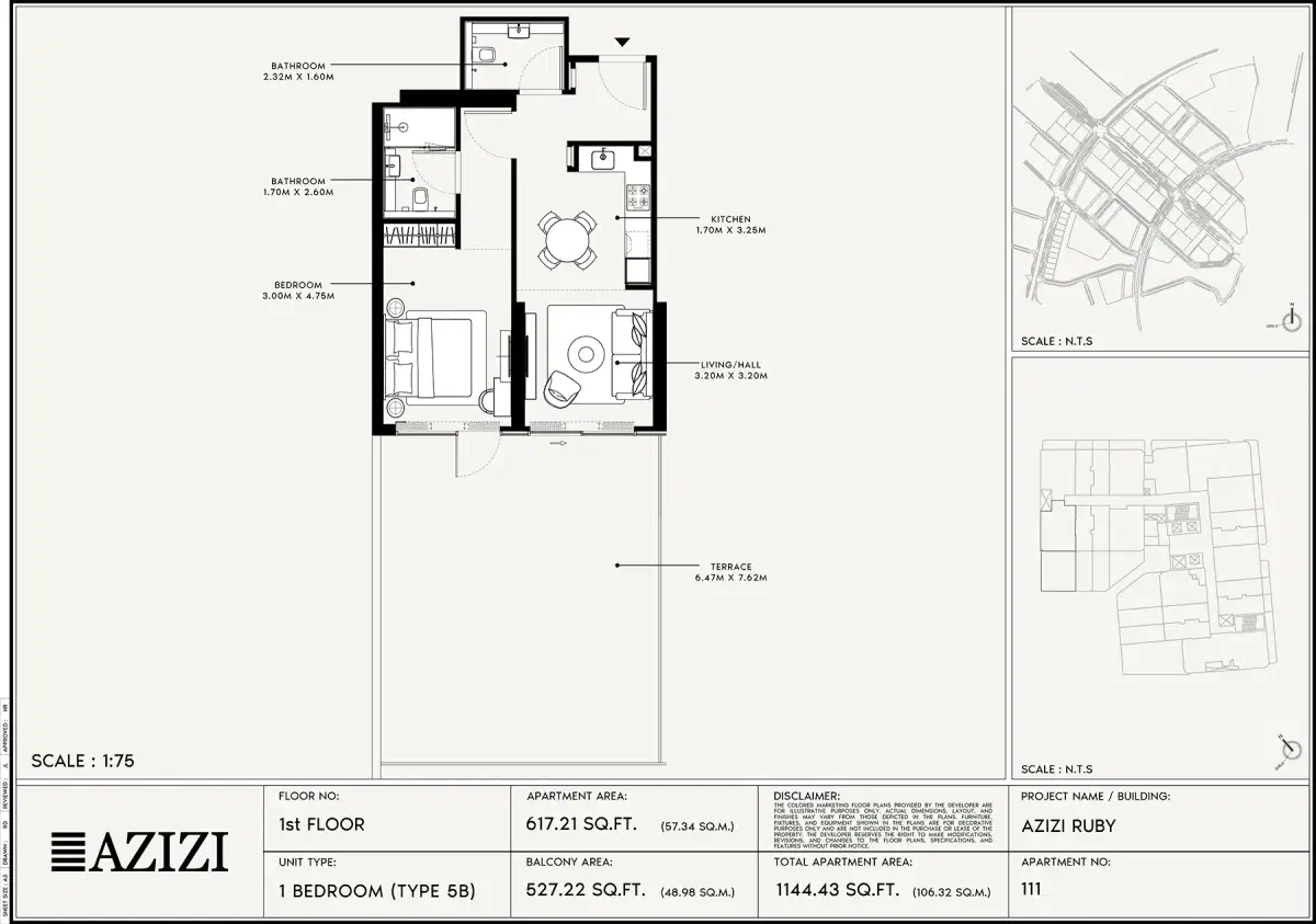 1 BR Floor Plan 1,144 Sq. Ft.
