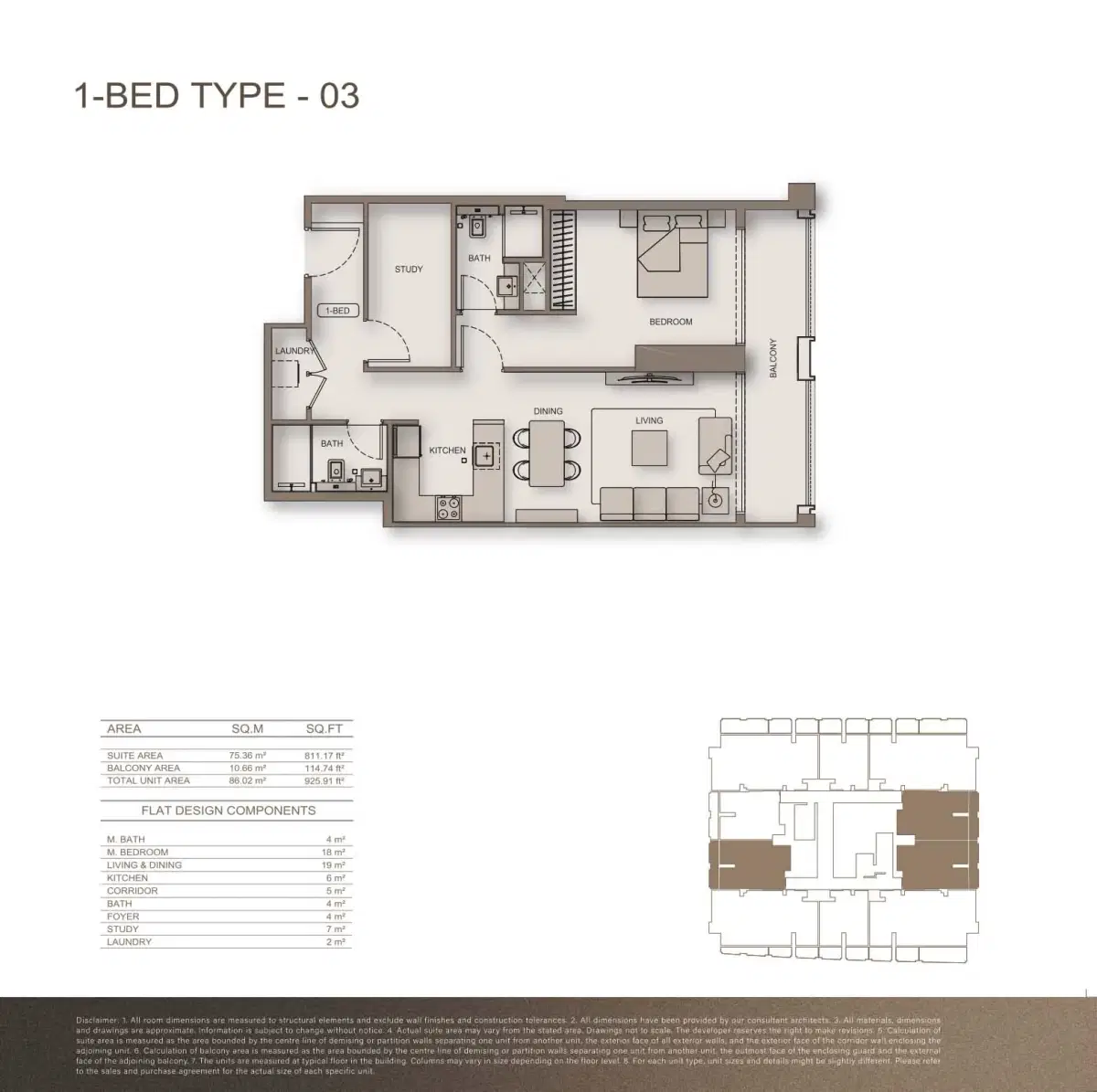 Binghatti Moonlight At Al Jaddaf Dubai 1 BR Apartment Floor Plan