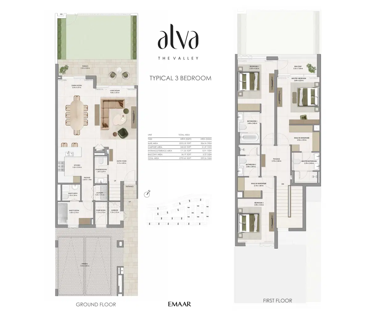Alva The Valley 3 BR Floor Plan 2,790 Sq. Ft.