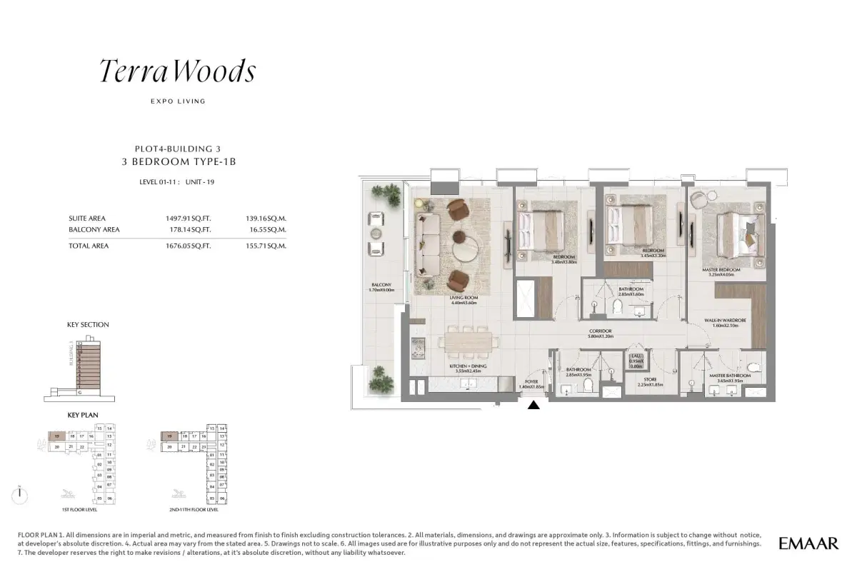 Terra Woods at Dubai South 3 BR Floor Plan 1,676 Sq. Ft.