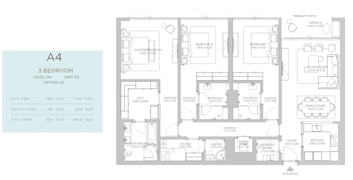 Nakheel Rixos 3 Bedroom Apartments Floor Plan