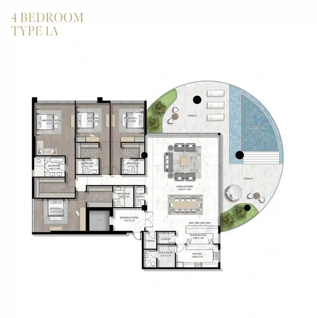 Damac Cavalli Couture 4 Bedroom Apartments Floor Plan