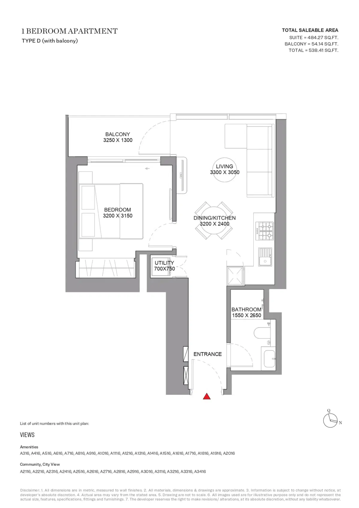 Sobha Orbis Motor City Dubai 1 BR Apartments Floor Plan