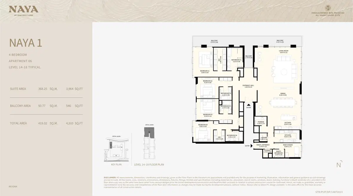 Naya at District One by NAKHEEL 4 BR Floor Plan 4,510 Sq. Ft.